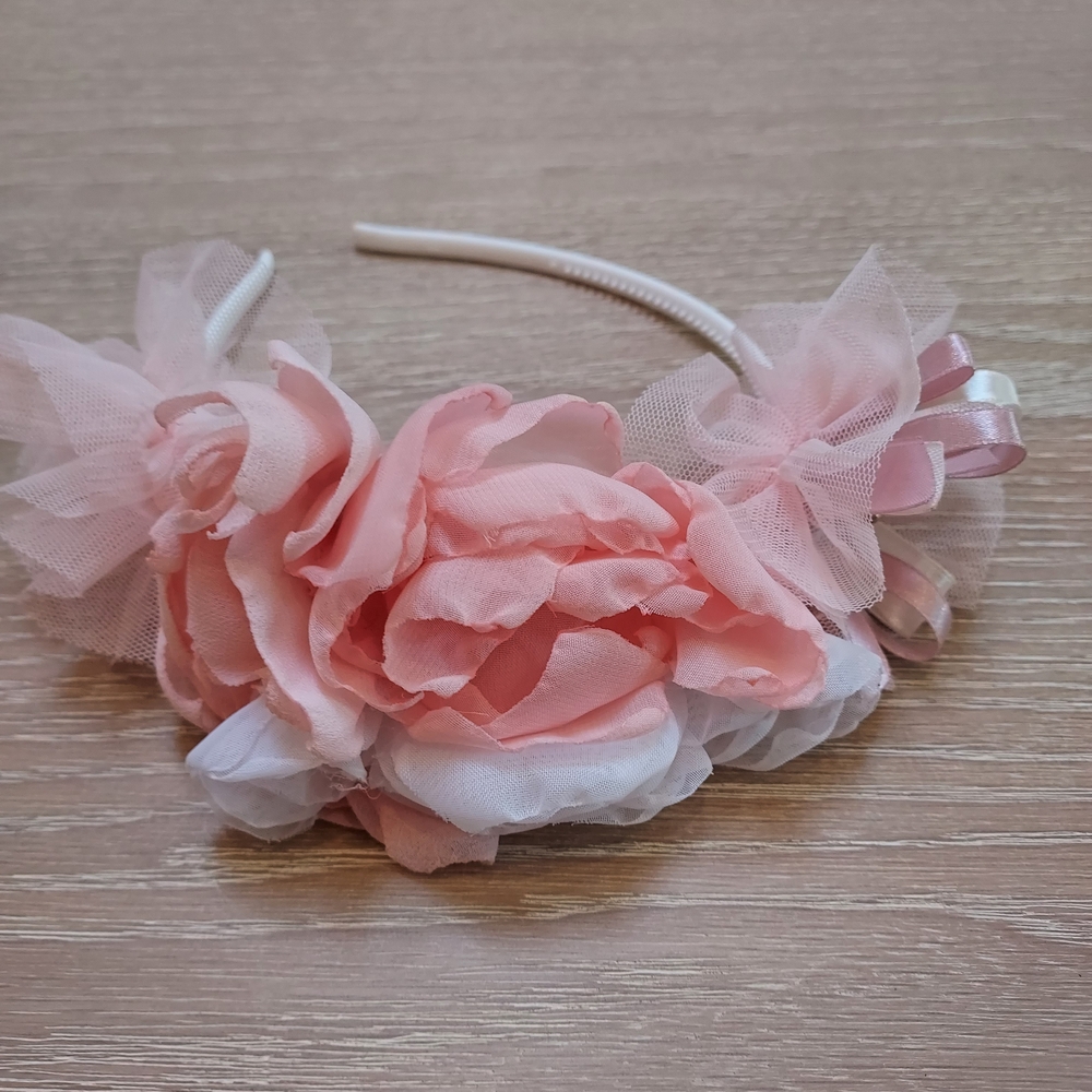Handmade Pink and White Floral Kids Headband